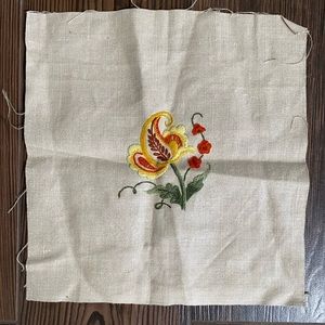 Embroidered Flower on Linen for Project